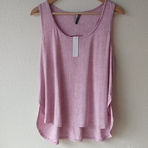 Jaclyn Intimates Super Soft Hi-Lo Sleepwear Tank Top Shirt Pink XL